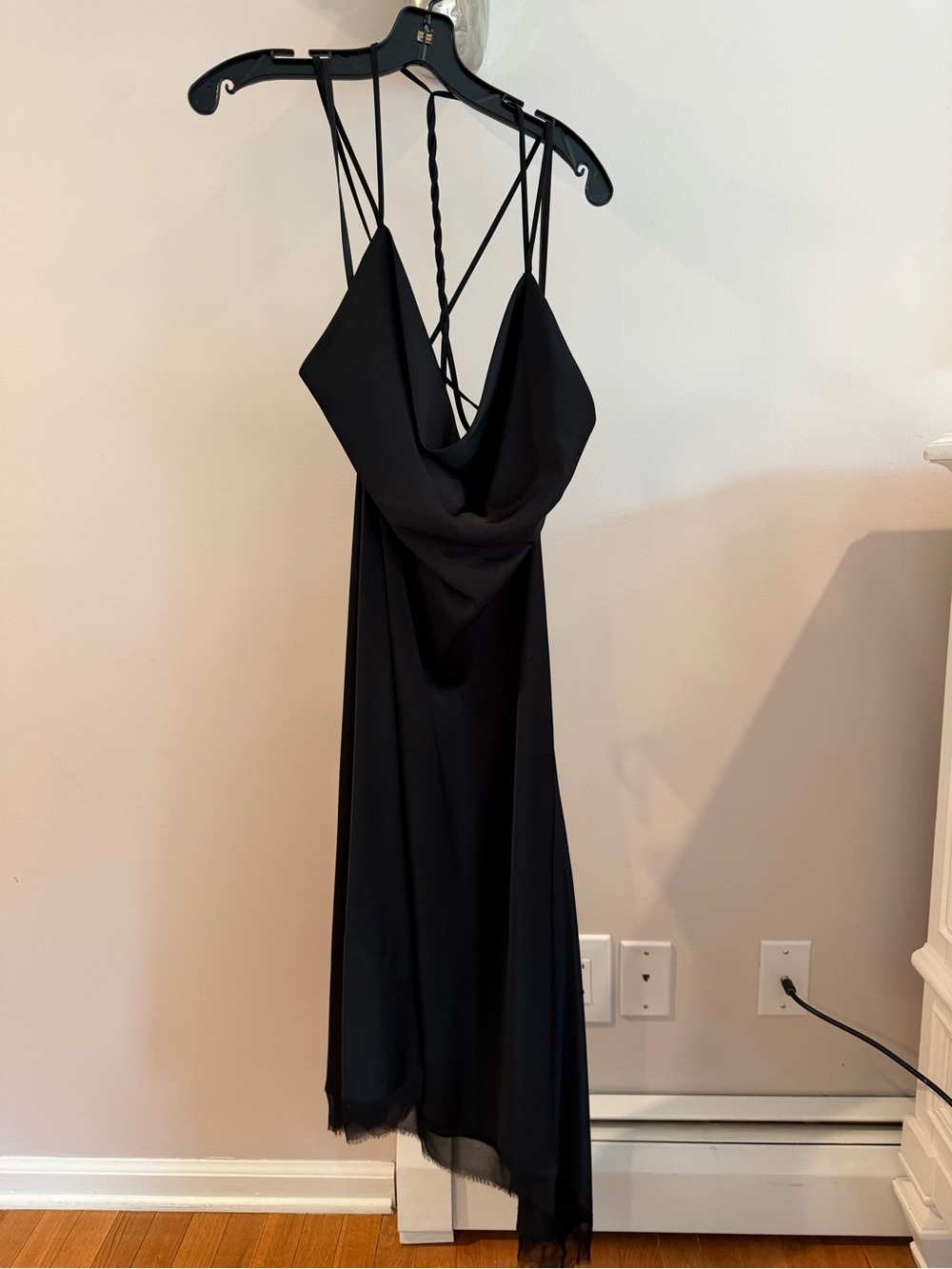 BCBGMaxAzria Black Draped High-Low Slip Dress